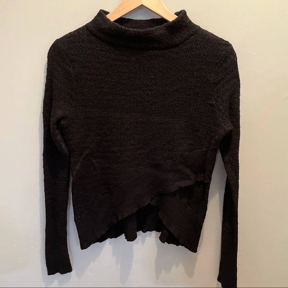 Free People black sweater with overlap detail S